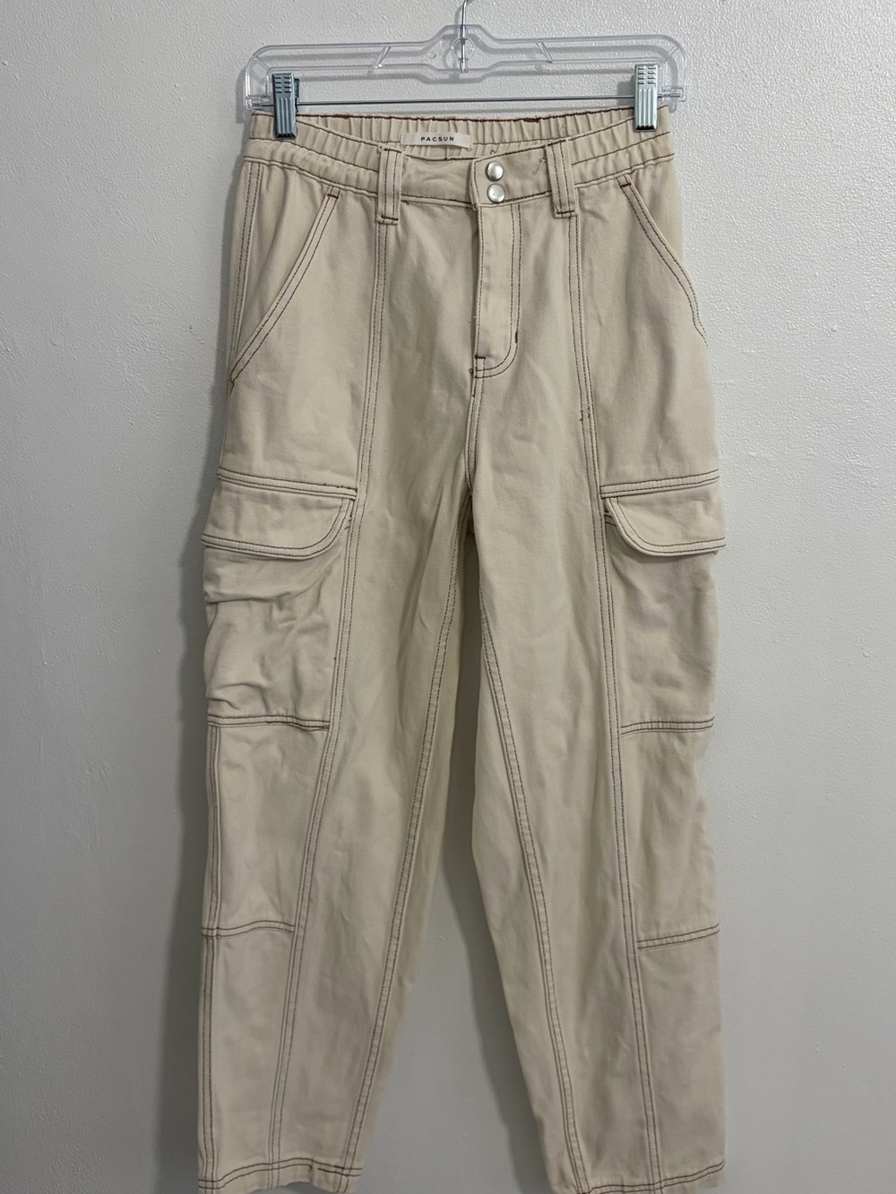 PacSun Cream Cargo Joggers with Utility Pockets